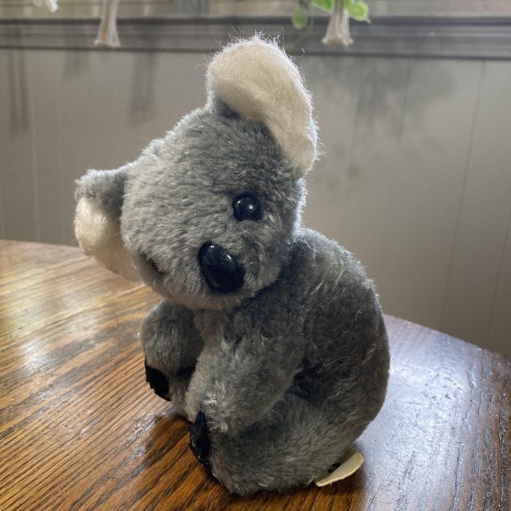 Vintage KOALA BEAR KOZMO Russ Berrie Gray Stuffed Animal Plush KOREA 6"
